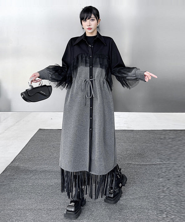 Tulle Layered Long Coat
