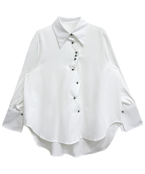 Curved Button Flow Blouse