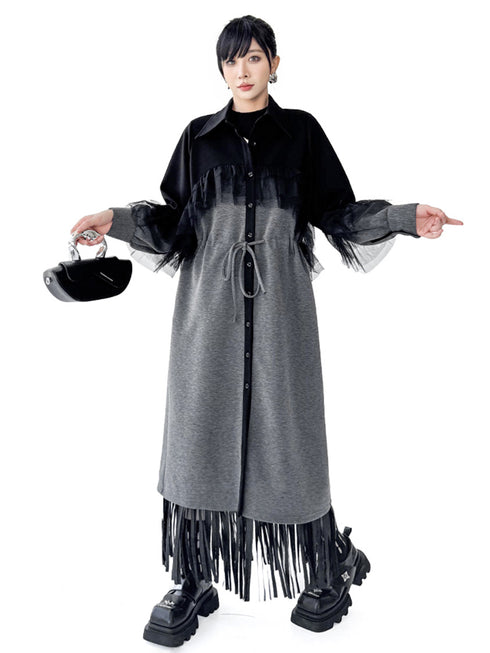 Tulle Layered Long Coat