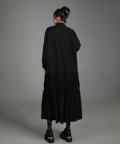 Ruched Tier Long Shirt Dress