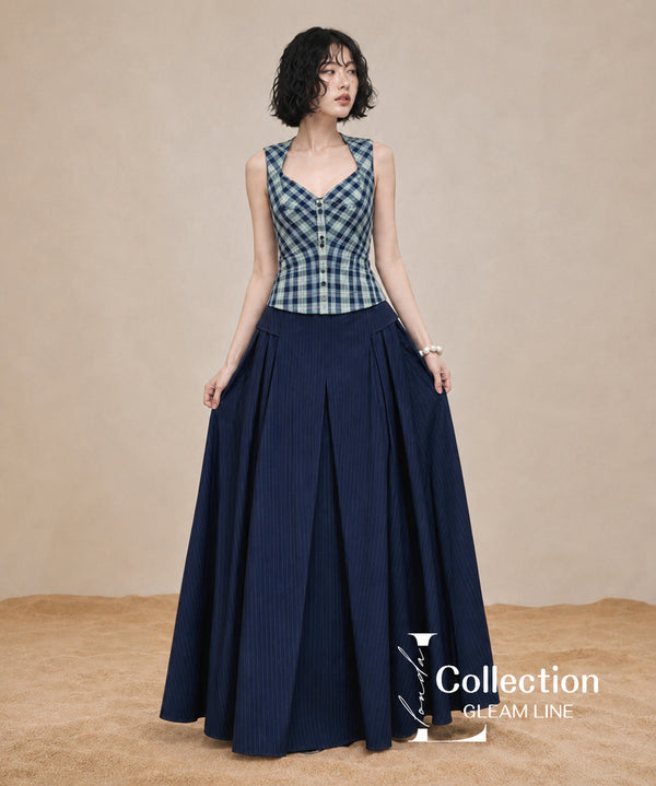 Check Corset Flare Dress