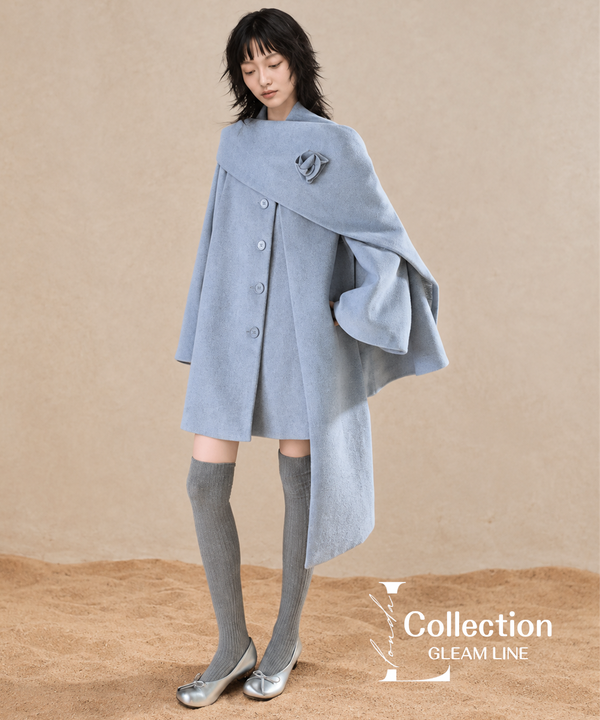 Roselle Scarf Coat — Blue Gray — full view 11
