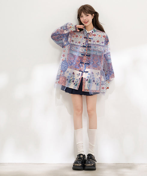 Mosaic Veil Toggle Blouse