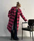 Brushed Check Long Coat