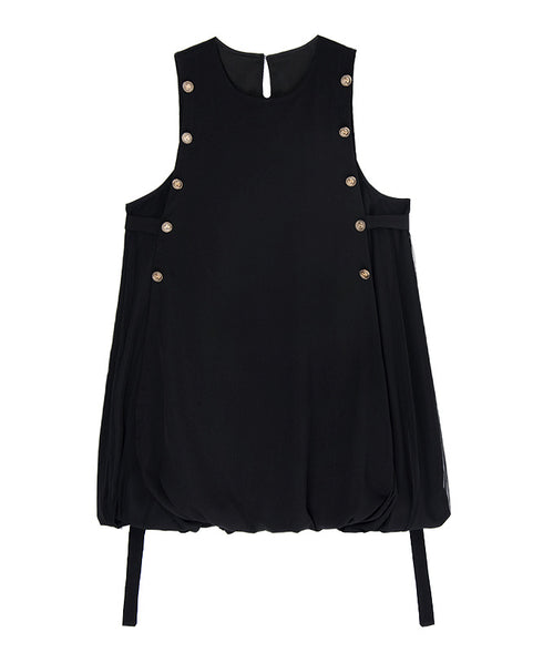 Side Button Balloon Dress