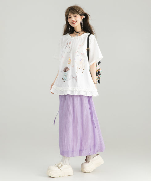 Sheer Balloon Hem Skirt