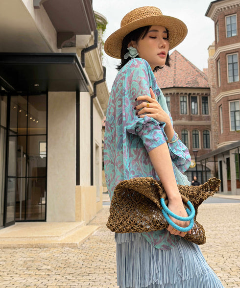 Veil Tie Print Blouse