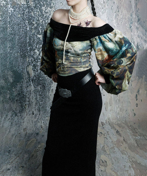 Marble Sheer Flare Dress