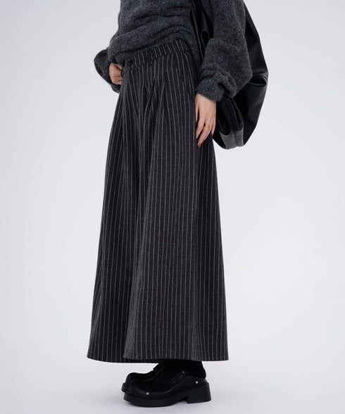 Stripe Wide Pleated Pants