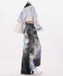 Iridescent Print Denim Wide Pants