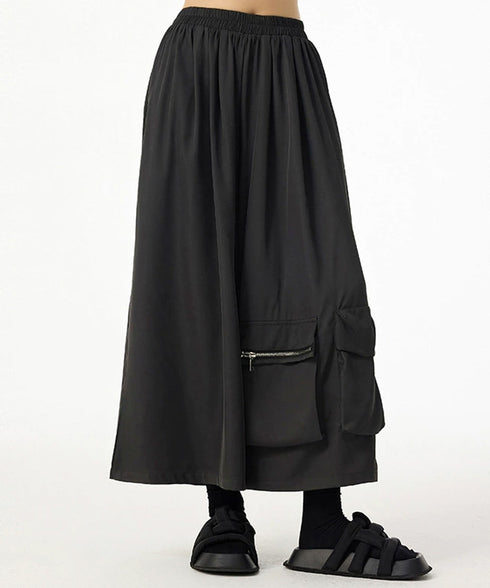 Black Zip Pocket Wide Pants