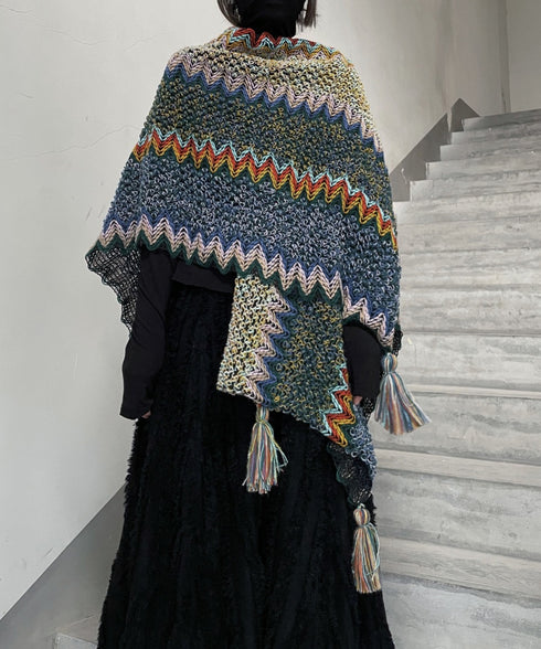 Multi Pattern Knit Cape
