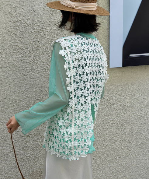 Floral Mesh Overlay Vest