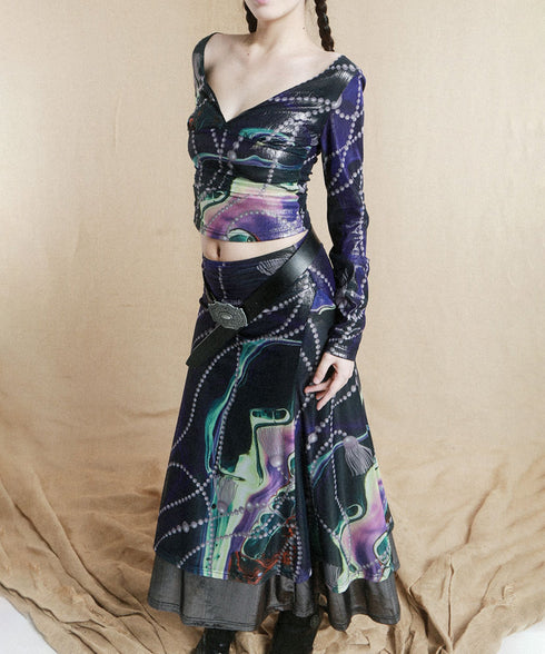 Galaxy Mesh Top&Skirt Co-ord