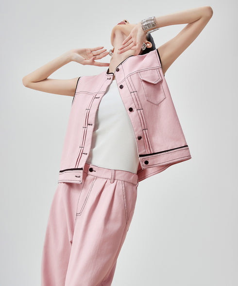 Contrast Stitch Pink Denim Series