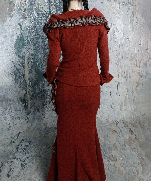 Ruffle Trim Wrap Cardigan