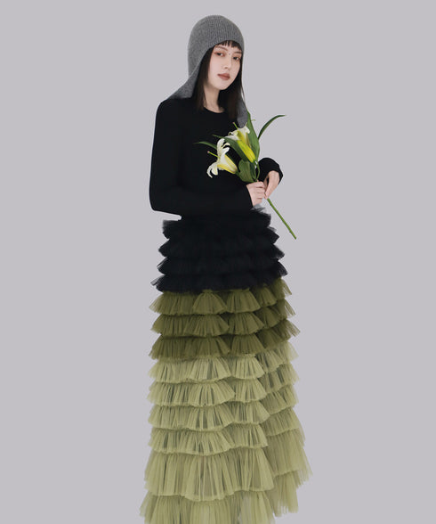 Cascade Frill Long Skirt