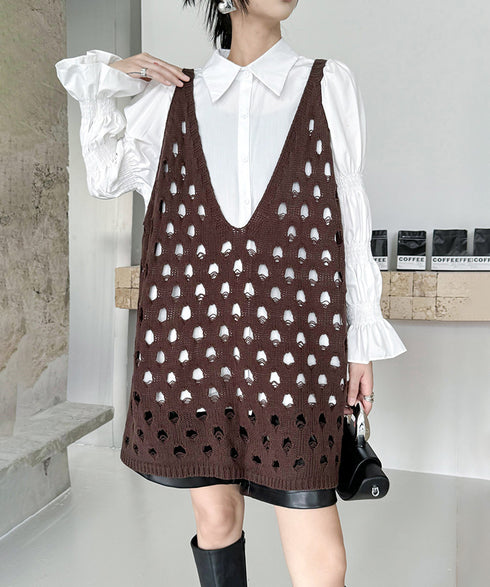 Openwork Deep V Vest