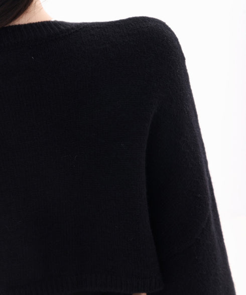 Frayed Contrast Knit Top
