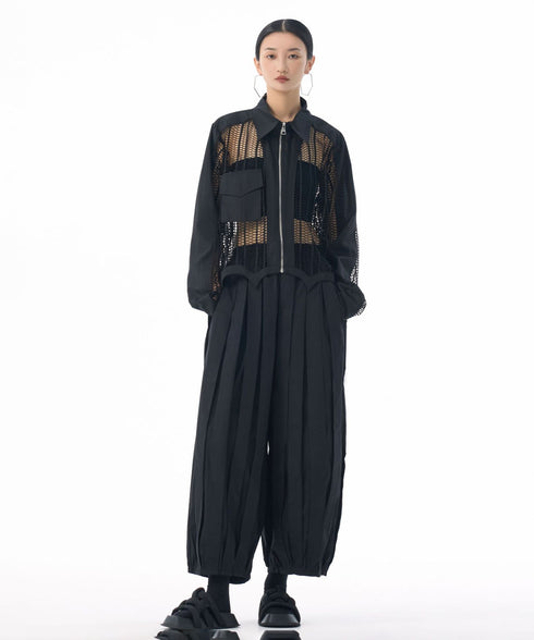 Mesh Zip Utility Blouse