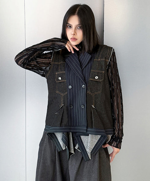 Layered Pinstripe Docking Vest