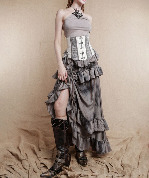 Layered Frill Lace-Up Corset Belt