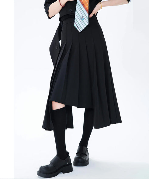 Pleated Draped Midi Skirt