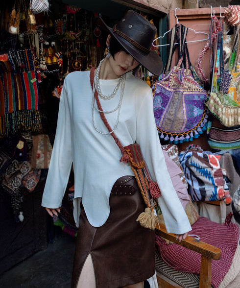 Wave Hem Long Sleeve Top