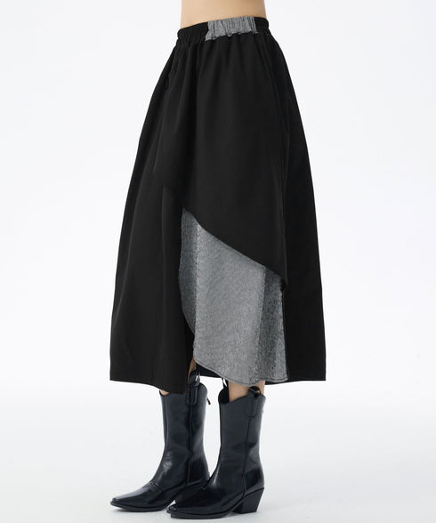 Layered Button Design Skirt