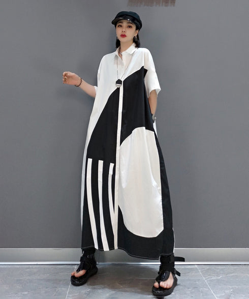Monotone Graphic Shirt Dress