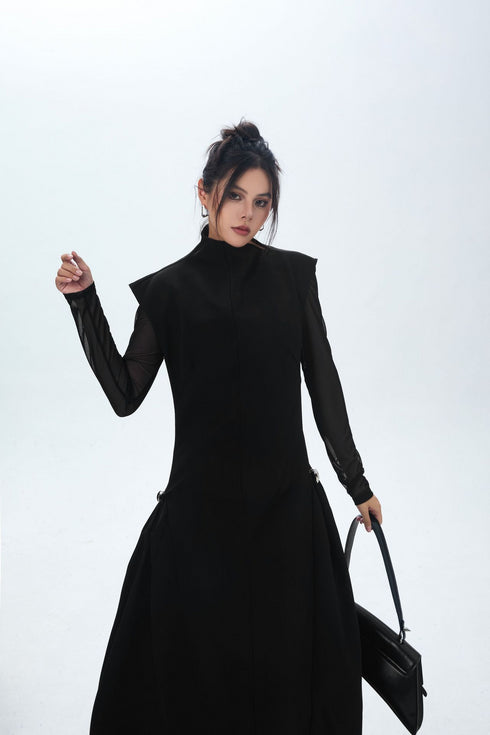 Sheer Sleeve Long Dress