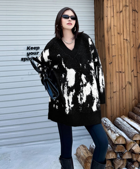 Abstract Dye Oversized Knit Top