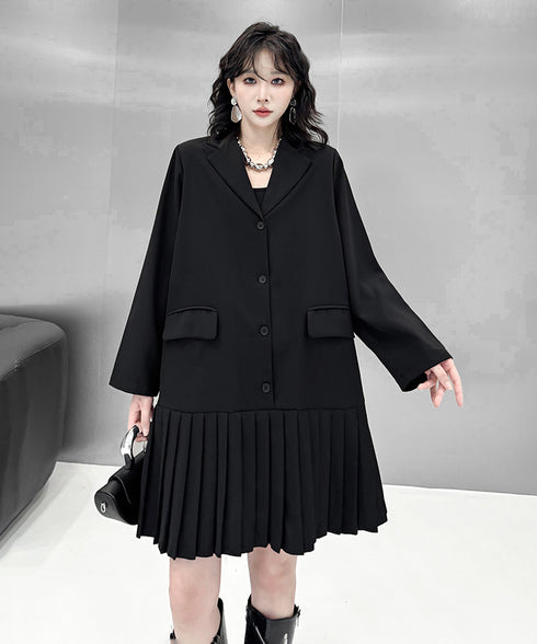 Pleated Hem Tailored Jacket Dress