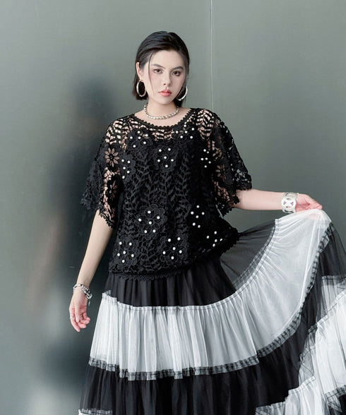 Flower Pearl Crochet Top