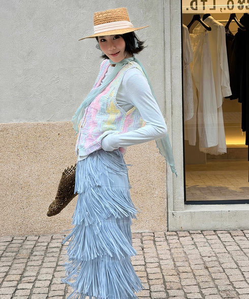 Pastel Grid Knit Vest