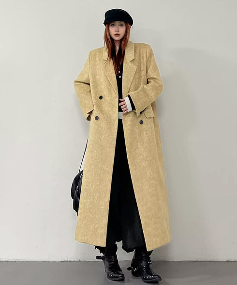 Golden Texture Double Breasted Long Coat