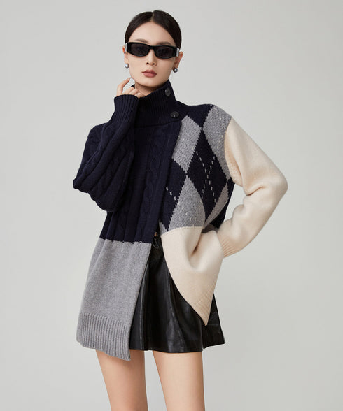 Argyle Cable Highneck Knit