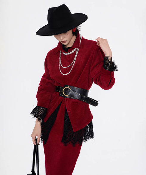 Corduroy Twist Front Blouse