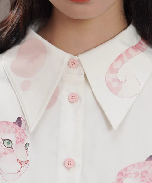 Pink Panther Graphic Collar Blouse