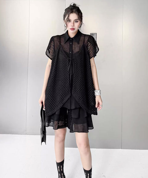 Open Frame Blouse & Shorts Co-ord