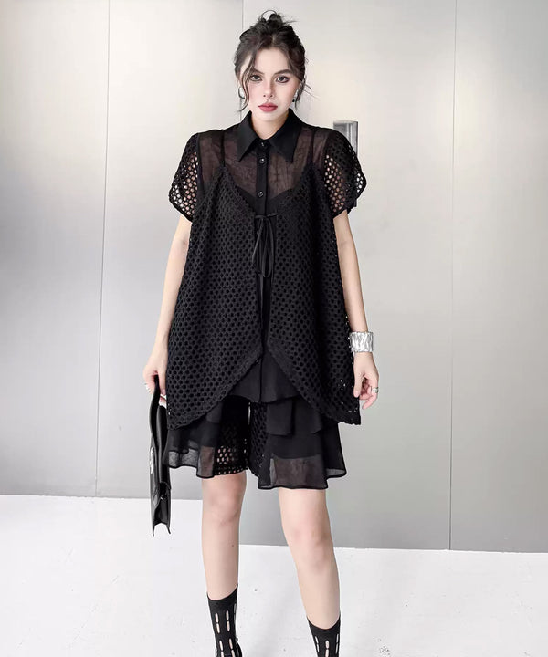 Open Frame Blouse & Shorts Co-ord