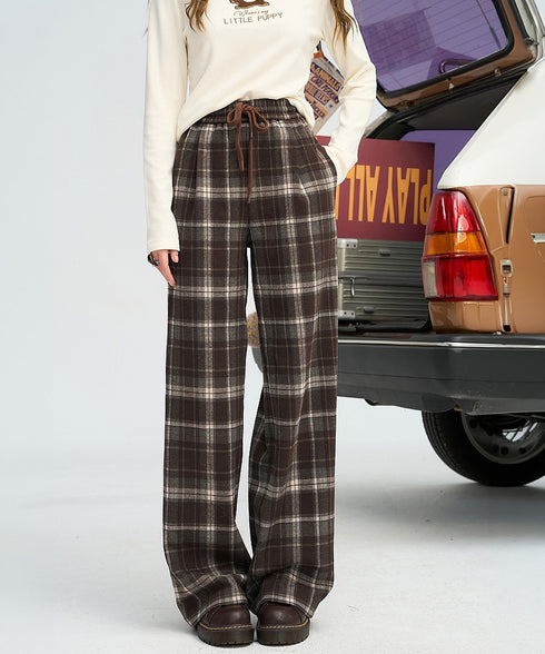 Mocha Line Check Pants