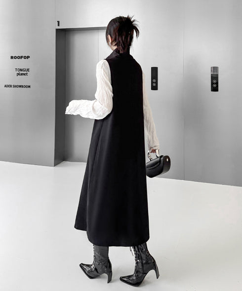 Mock Neck Overlay Pocket Dress