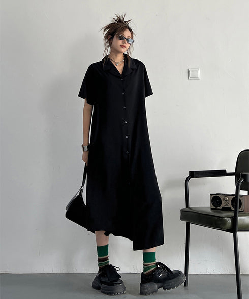 Dark Loose Shirt Dress