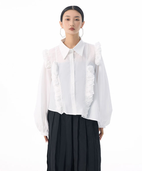 Front Ruffle Volume Blouse