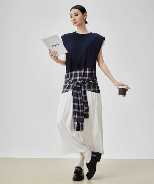 Layered Check Design Dress