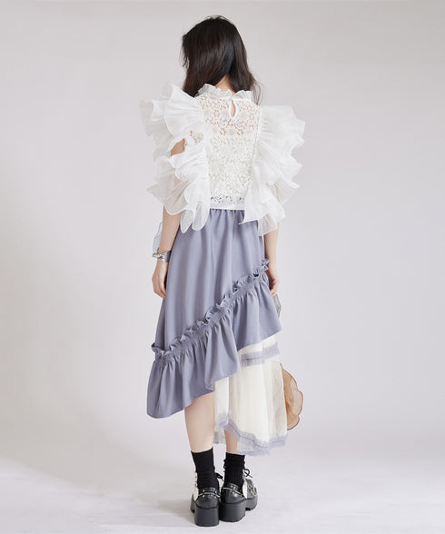 Floral Ruffle Lace Blouse