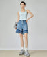 Line Hem Denim Shorts