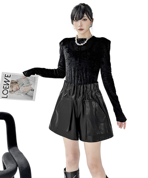 Glossy Wide Short Pants