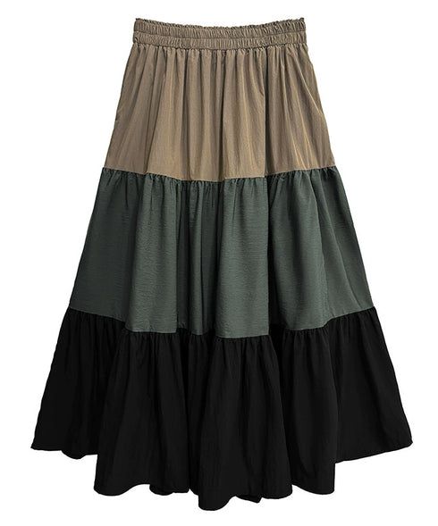 Color Block Tiered Maxi Skirt